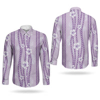 Hawaii Queen Liliuokalani Couples Matching Summer Maxi Dress and Long Sleeve Button Shirt Lavender Lei Pua Kalaunu LT05 - Polynesian Pride