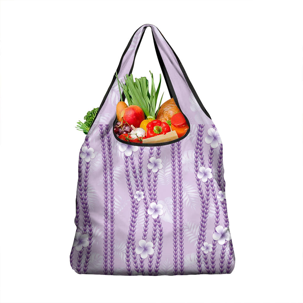 Hawaii Queen Liliuokalani Grocery Bag Lavender Lei Pua Kalaunu