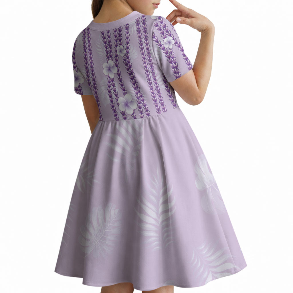 Hawaii Queen Liliuokalani Kid Short Sleeve Dress Lavender Lei Pua Kalaunu LT05 - Polynesian Pride