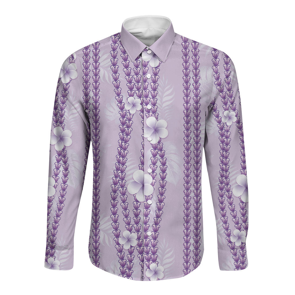 Hawaii Queen Liliuokalani Long Sleeve Button Shirt Lavender Lei Pua Kalaunu