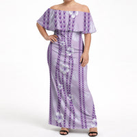 Hawaii Queen Liliuokalani Off Shoulder Maxi Dress Lavender Lei Pua Kalaunu LT05 Women Lavender - Polynesian Pride
