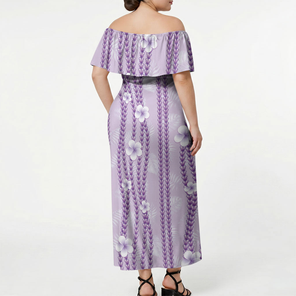 Hawaii Queen Liliuokalani Off Shoulder Maxi Dress Lavender Lei Pua Kalaunu LT05 - Polynesian Pride