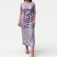 Hawaii Queen Liliuokalani Puletasi Lavender Lei Pua Kalaunu LT05 Long Dress Lavender - Polynesian Pride