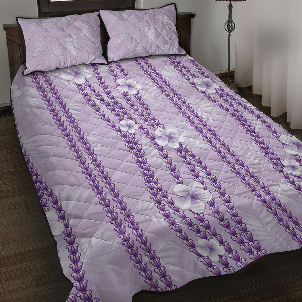 Hawaii Queen Liliuokalani Quilt Bed Set Lavender Lei Pua Kalaunu