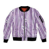 Hawaii Queen Liliuokalani Sleeve Zip Bomber Jacket Lavender Lei Pua Kalaunu LT05 Unisex Lavender - Polynesian Pride