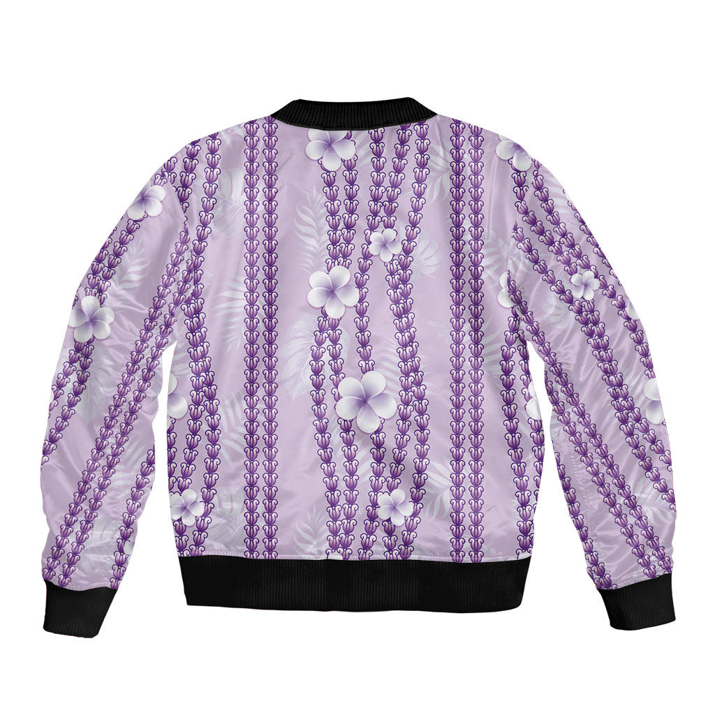 Hawaii Queen Liliuokalani Sleeve Zip Bomber Jacket Lavender Lei Pua Kalaunu LT05 - Polynesian Pride