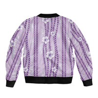 Hawaii Queen Liliuokalani Sleeve Zip Bomber Jacket Lavender Lei Pua Kalaunu LT05 - Polynesian Pride