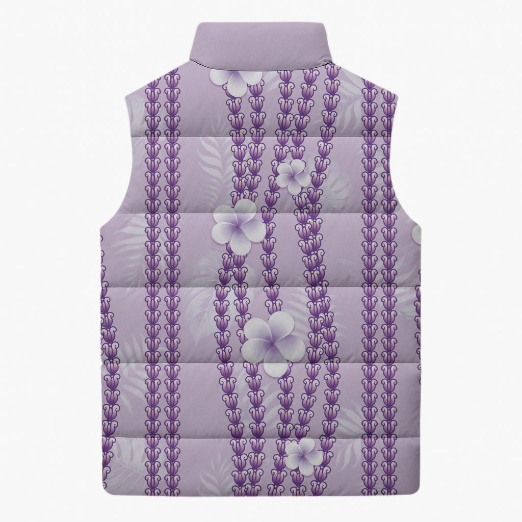 Hawaii Queen Liliuokalani Sleeveless Puffer Jacket Lavender Lei Pua Kalaunu LT05 - Polynesian Pride