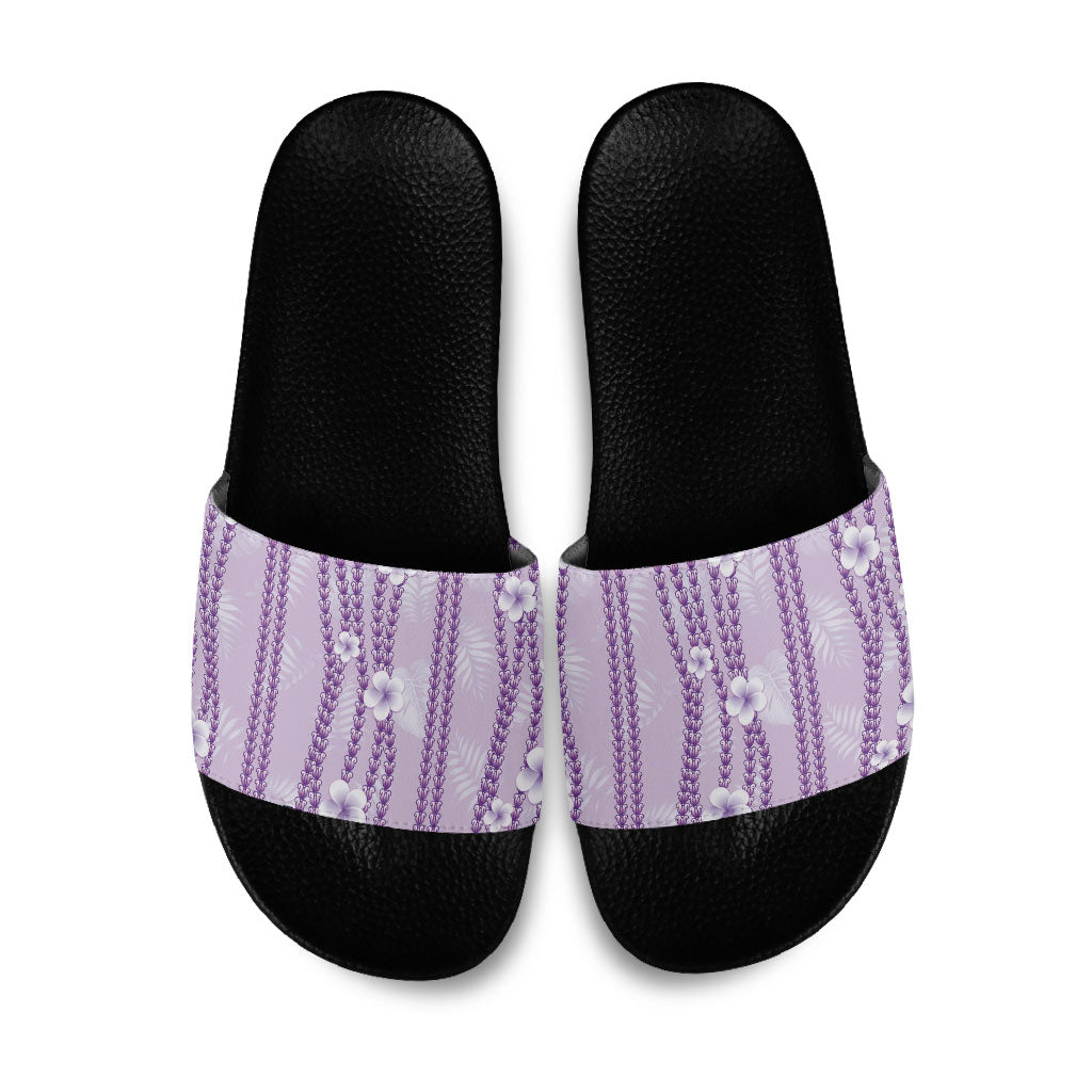 Hawaii Queen Liliuokalani Slide Sandals Lavender Lei Pua Kalaunu