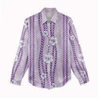 Hawaii Queen Liliuokalani Women Casual Shirt Lavender Lei Pua Kalaunu LT05 - Polynesian Pride