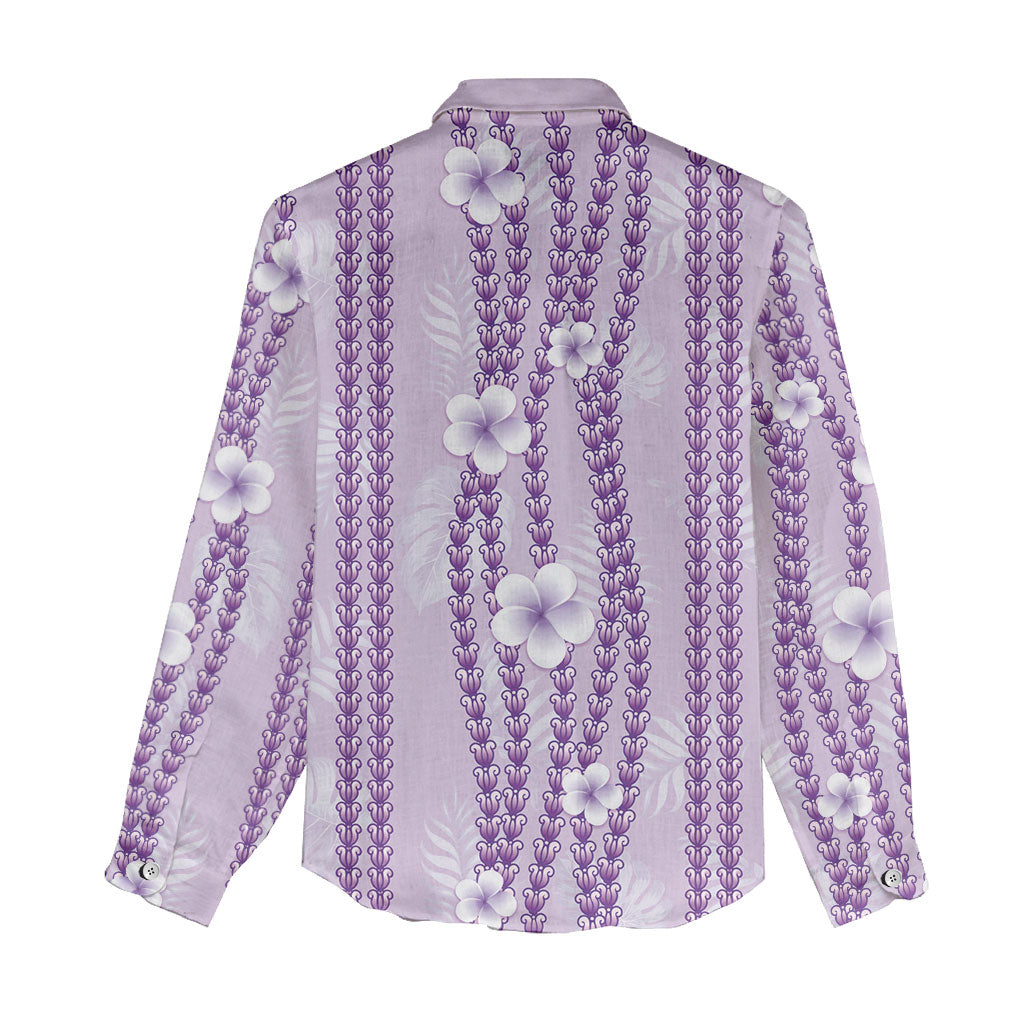 Hawaii Queen Liliuokalani Women Casual Shirt Lavender Lei Pua Kalaunu LT05 - Polynesian Pride