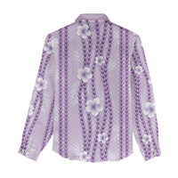 Hawaii Queen Liliuokalani Women Casual Shirt Lavender Lei Pua Kalaunu LT05 - Polynesian Pride