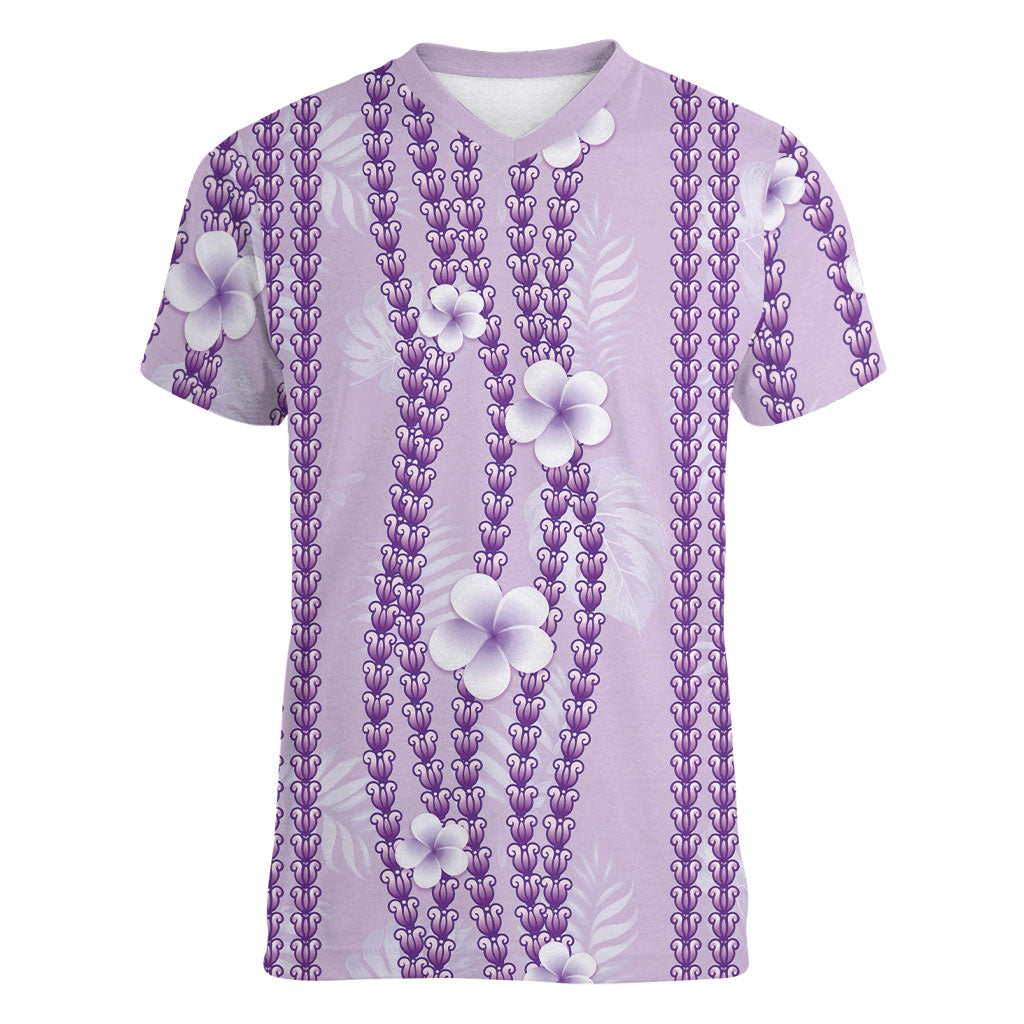 Hawaii Queen Liliuokalani Women V-Neck T-Shirt Lavender Lei Pua Kalaunu
