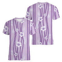 Hawaii Queen Liliuokalani Women V-Neck T-Shirt Lavender Lei Pua Kalaunu LT05 - Polynesian Pride
