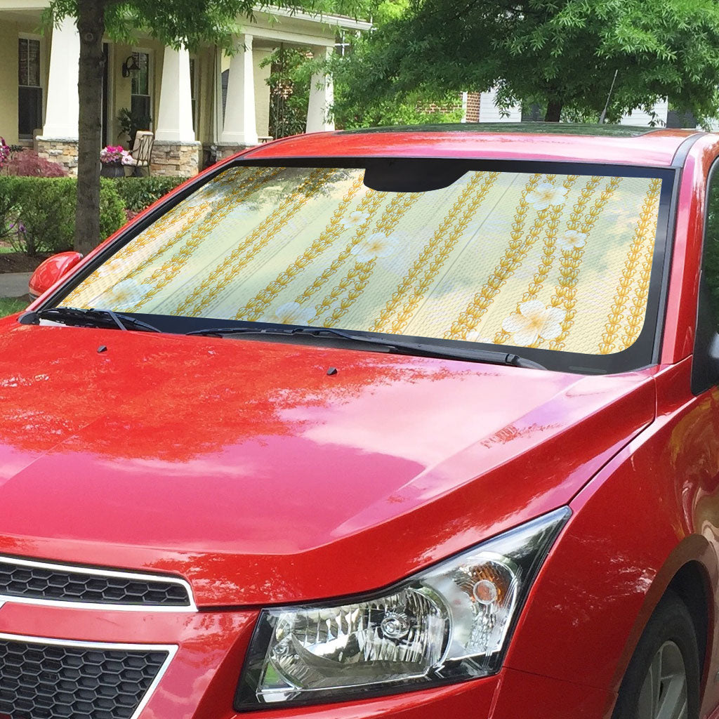 Hawaii Queen Liliuokalani Auto Sun Shade Gold Lei Pua Kalaunu LT05 - Polynesian Pride