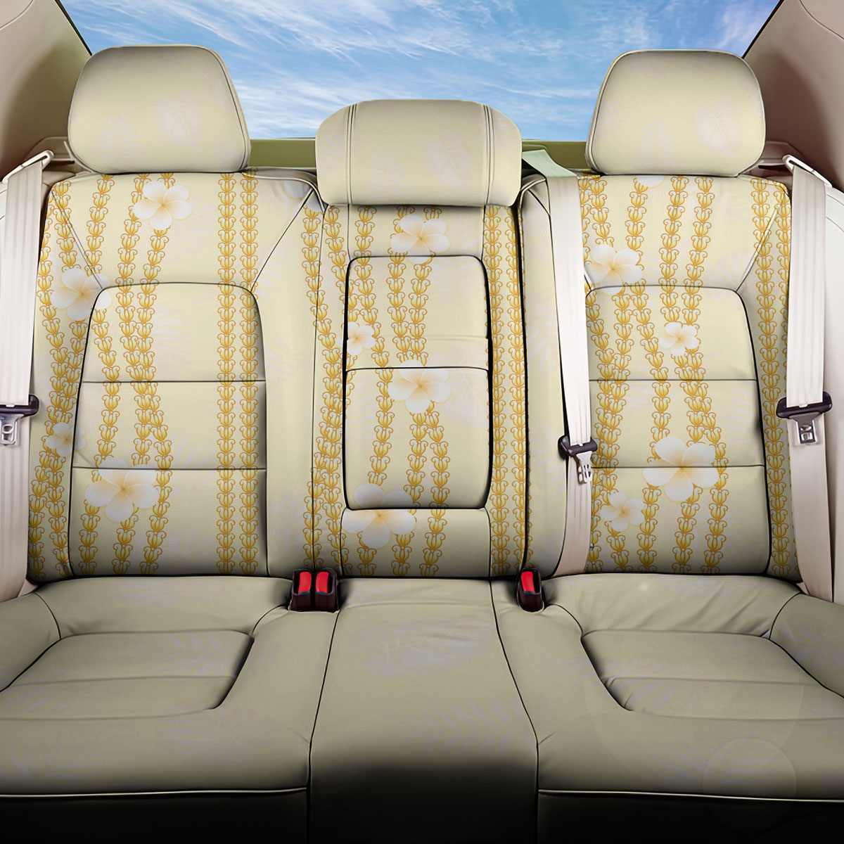 Hawaii Queen Liliuokalani Back Car Seat Cover Gold Lei Pua Kalaunu