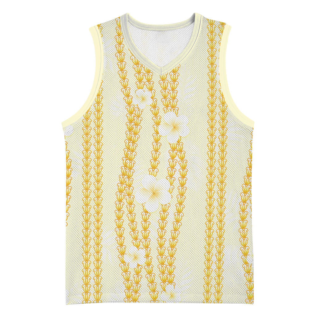 Hawaii Queen Liliuokalani Basketball Jersey Gold Lei Pua Kalaunu