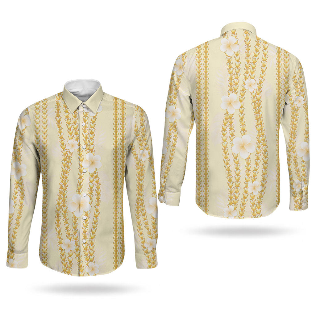 Hawaii Queen Liliuokalani Couples Matching Puletasi and Long Sleeve Button Shirt Gold Lei Pua Kalaunu LT05 - Polynesian Pride