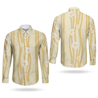 Hawaii Queen Liliuokalani Couples Matching Short Sleeve Bodycon Dress and Long Sleeve Button Shirt Gold Lei Pua Kalaunu LT05 - Polynesian Pride