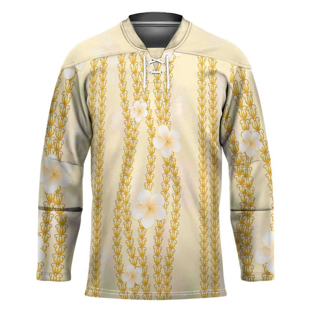 Hawaii Queen Liliuokalani Hockey Jersey Gold Lei Pua Kalaunu