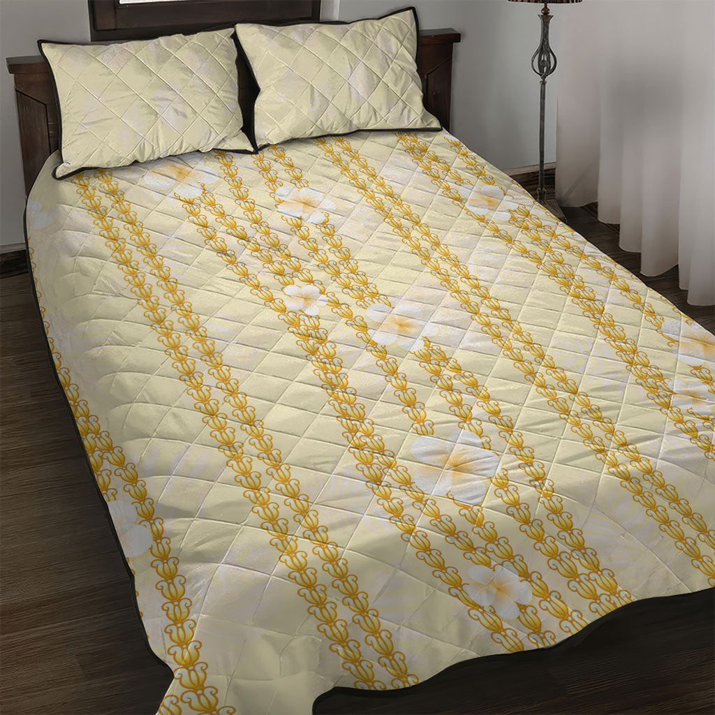 Hawaii Queen Liliuokalani Quilt Bed Set Gold Lei Pua Kalaunu