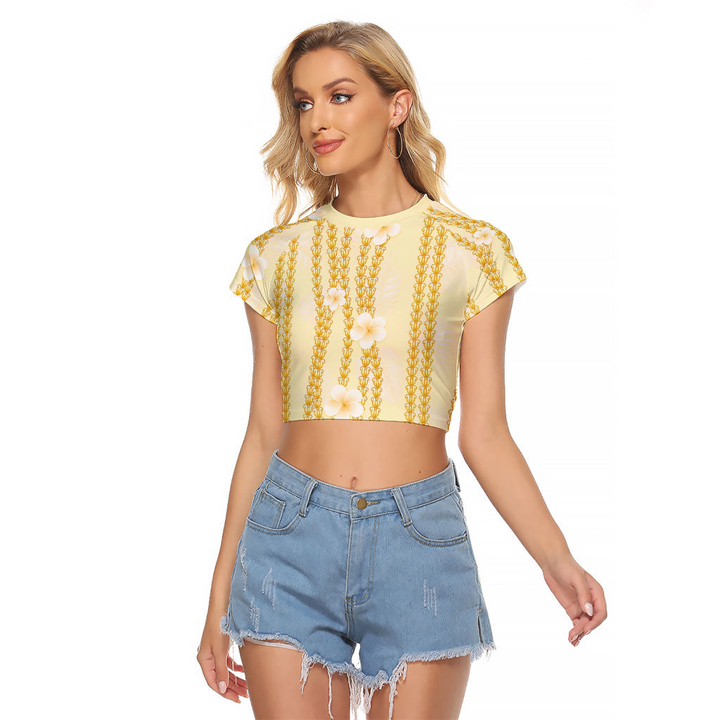 Hawaii Queen Liliuokalani Raglan Cropped T Shirt Gold Lei Pua Kalaunu