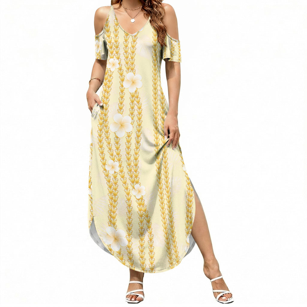 Hawaii Queen Liliuokalani Summer Maxi Dress Gold Lei Pua Kalaunu