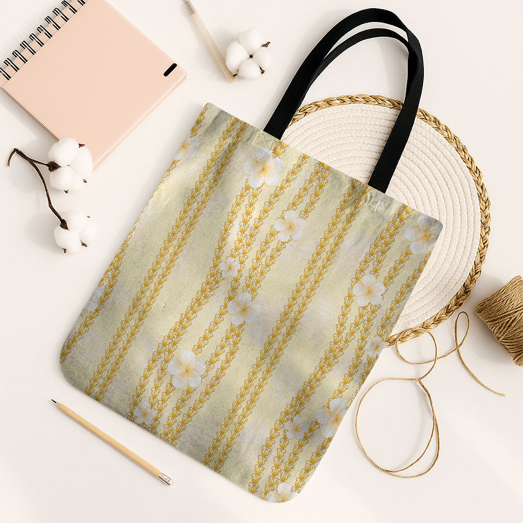 Hawaii Queen Liliuokalani Tote Bag Gold Lei Pua Kalaunu