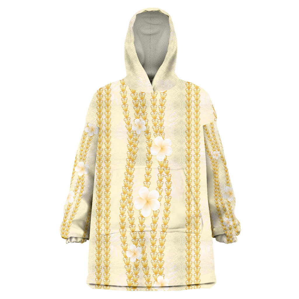 Hawaii Queen Liliuokalani Wearable Blanket Hoodie Gold Lei Pua Kalaunu LT05 One Size Gold - Polynesian Pride