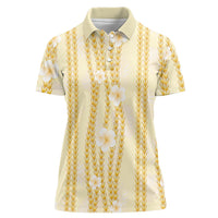 Hawaii Queen Liliuokalani Women Polo Shirt Gold Lei Pua Kalaunu LT05 Female Gold - Polynesian Pride