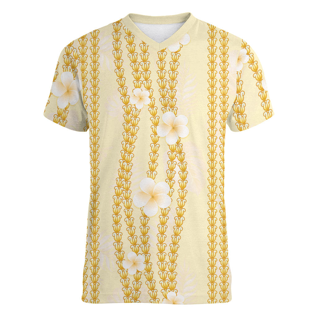 Hawaii Queen Liliuokalani Women V-Neck T-Shirt Gold Lei Pua Kalaunu