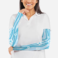 Hawaii Queen Liliuokalani Arm Sleeves Blue Lei Pua Kalaunu LT05 - Polynesian Pride