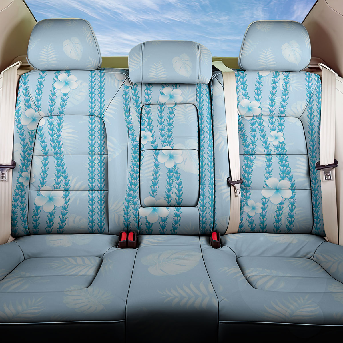 Hawaii Queen Liliuokalani Back Car Seat Cover Blue Lei Pua Kalaunu