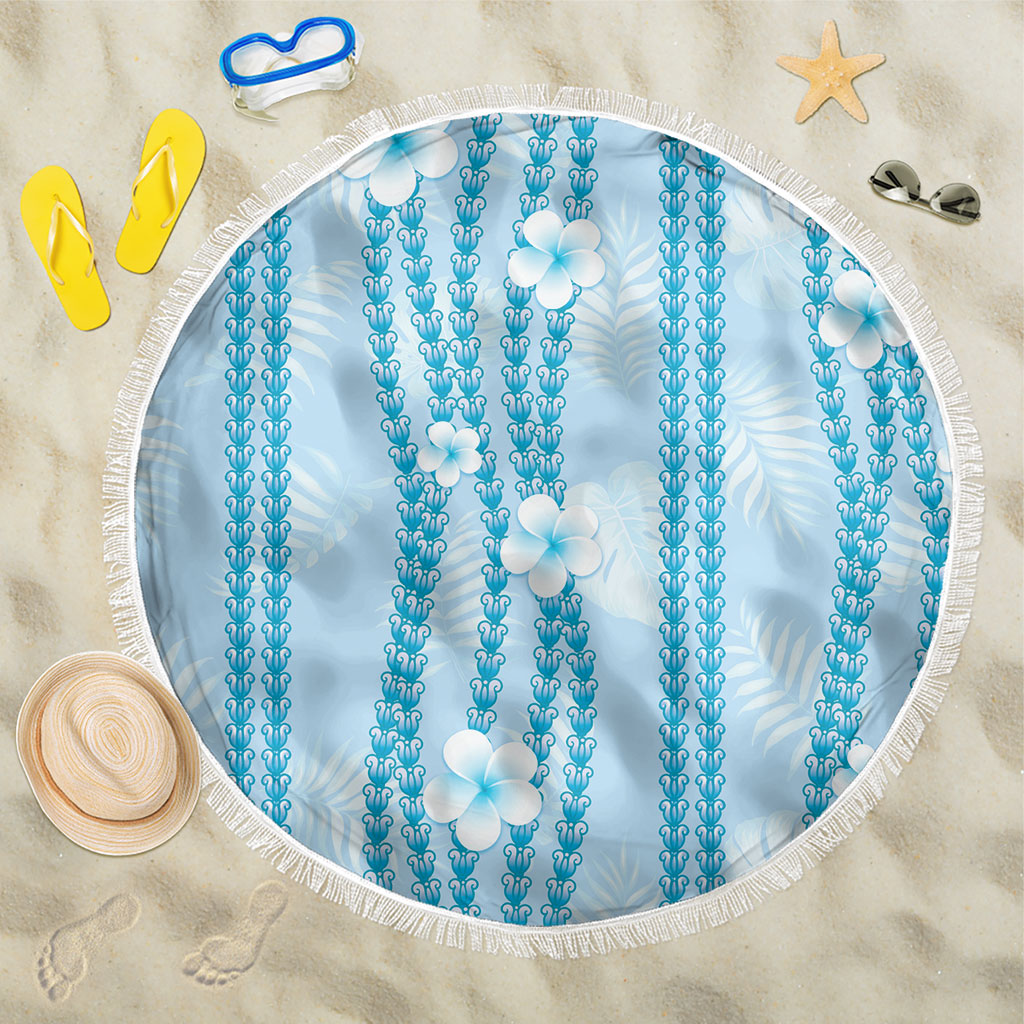 Hawaii Queen Liliuokalani Beach Blanket Blue Lei Pua Kalaunu LT05 One Size 150cm Blue - Polynesian Pride