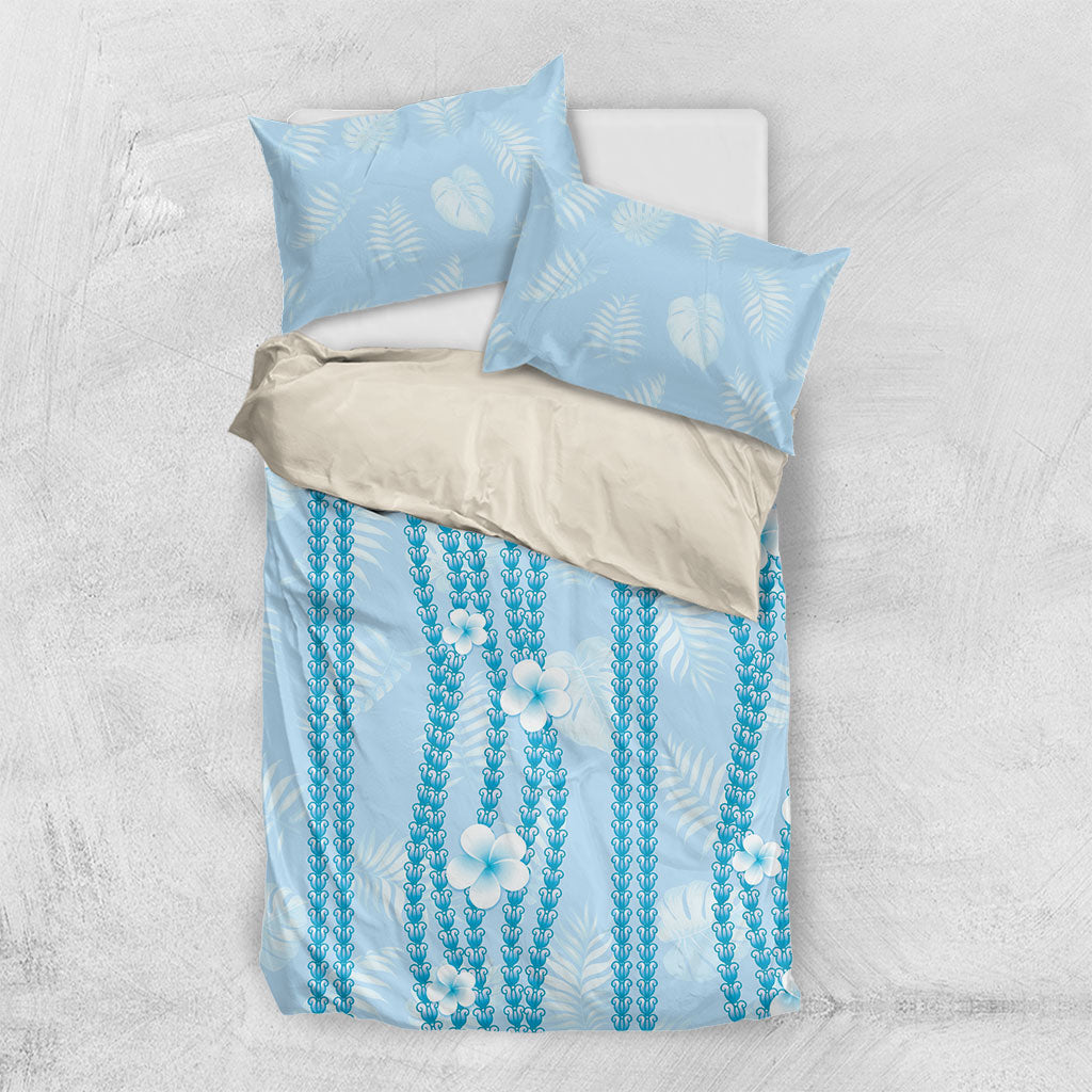 Hawaii Queen Liliuokalani Bedding Set Blue Lei Pua Kalaunu LT05 US Twin 172cm x 218cm Blue - Polynesian Pride