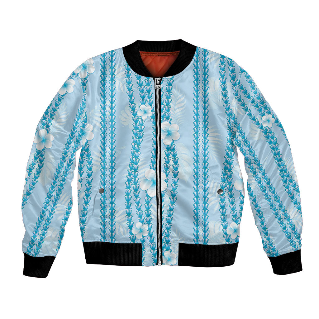 Hawaii Queen Liliuokalani Bomber Jacket Blue Lei Pua Kalaunu