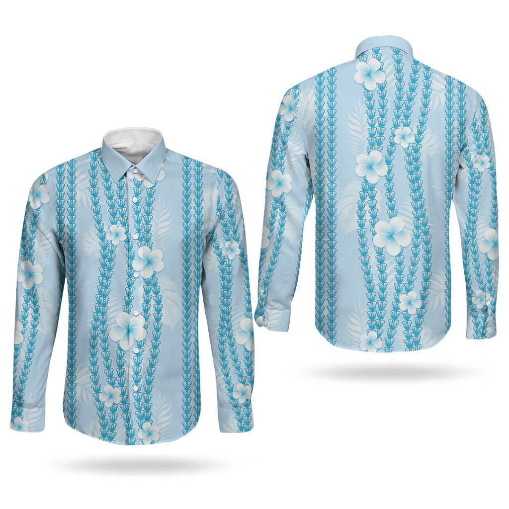 Hawaii Queen Liliuokalani Couples Matching Tank Maxi Dress and Long Sleeve Button Shirt Blue Lei Pua Kalaunu LT05 - Polynesian Pride