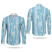 Hawaii Queen Liliuokalani Couples Matching Tank Maxi Dress and Long Sleeve Button Shirt Blue Lei Pua Kalaunu LT05 - Polynesian Pride