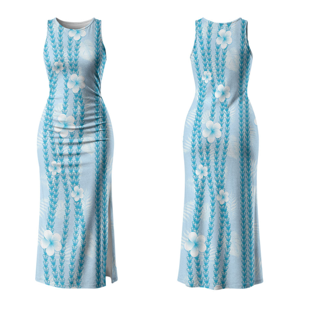 Hawaii Queen Liliuokalani Couples Matching Tank Maxi Dress and Long Sleeve Button Shirt Blue Lei Pua Kalaunu LT05 - Polynesian Pride