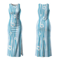 Hawaii Queen Liliuokalani Couples Matching Tank Maxi Dress and Long Sleeve Button Shirt Blue Lei Pua Kalaunu LT05 - Polynesian Pride