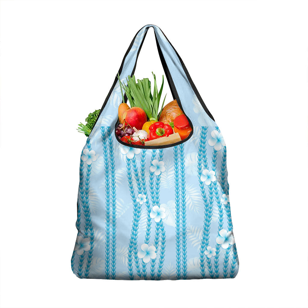Hawaii Queen Liliuokalani Grocery Bag Blue Lei Pua Kalaunu