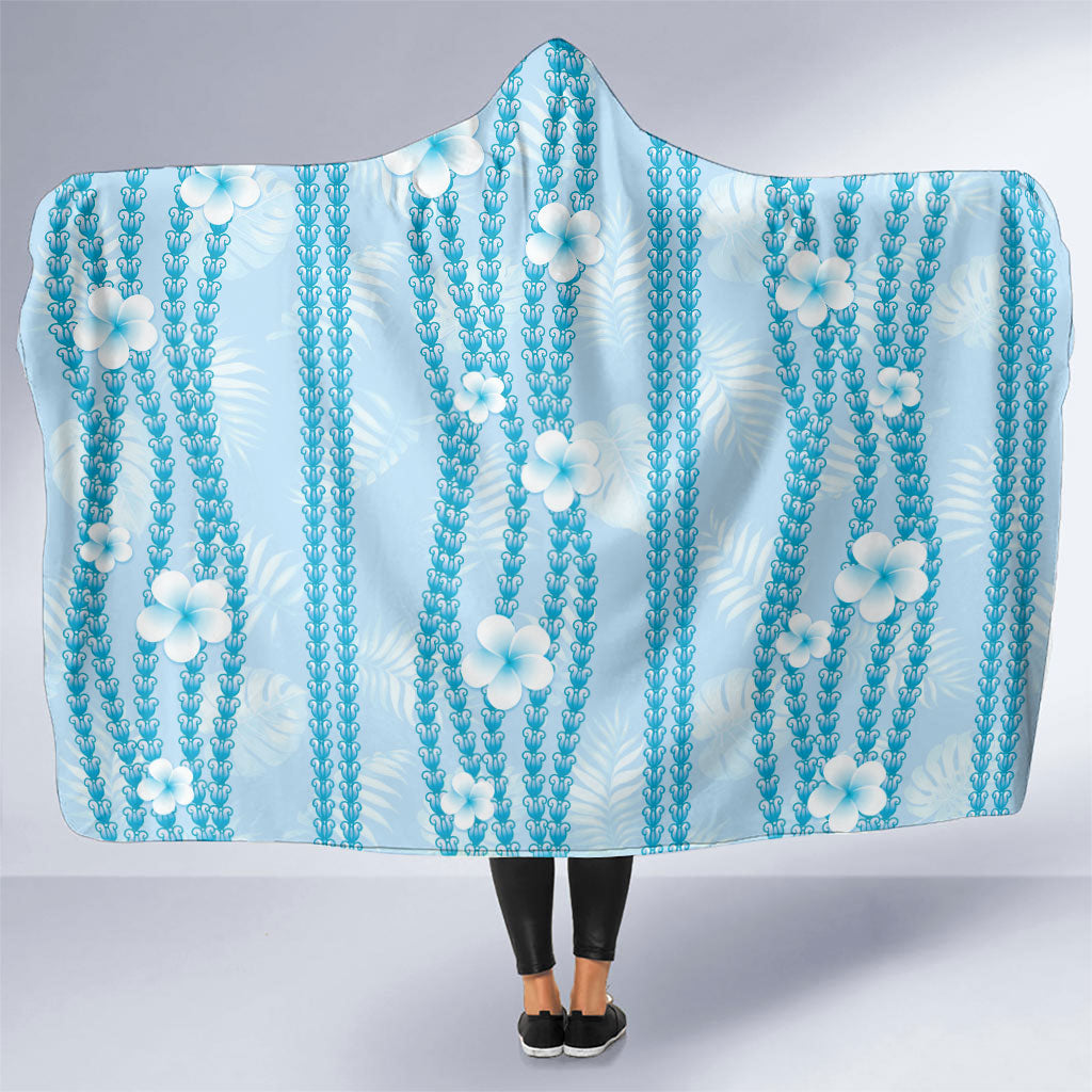 Hawaii Queen Liliuokalani Hooded Blanket Blue Lei Pua Kalaunu