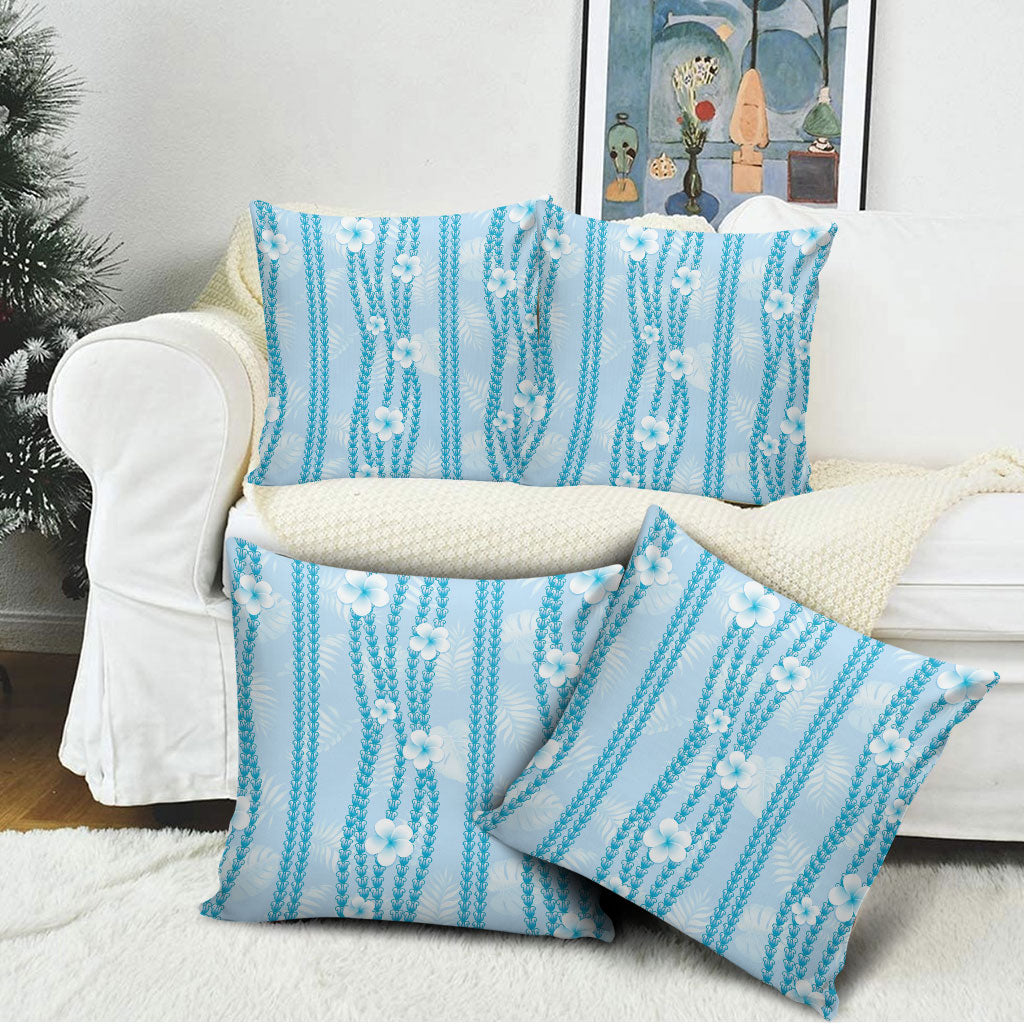 Hawaii Queen Liliuokalani Pillow Cover Blue Lei Pua Kalaunu LT05 - Polynesian Pride