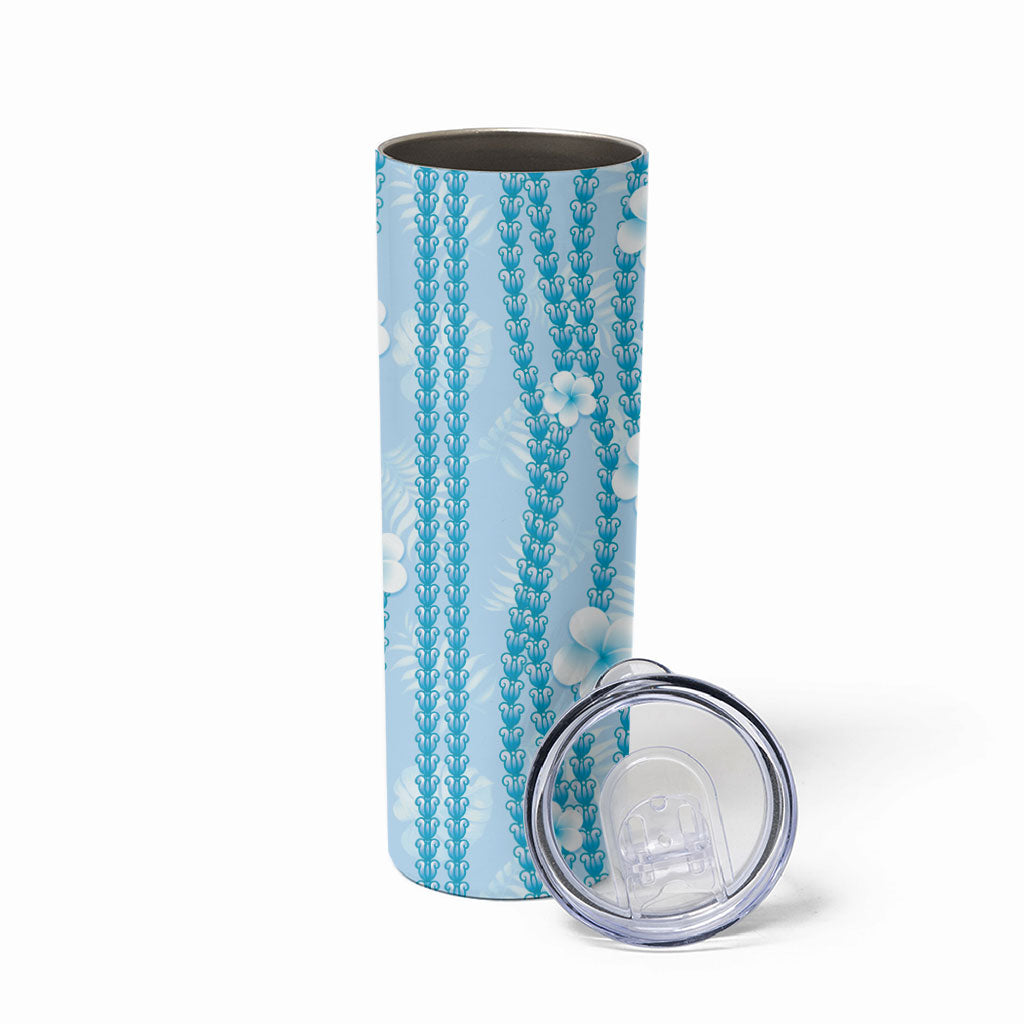 Hawaii Queen Liliuokalani Skinny Tumbler Blue Lei Pua Kalaunu LT05 - Polynesian Pride