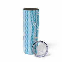 Hawaii Queen Liliuokalani Skinny Tumbler Blue Lei Pua Kalaunu LT05 - Polynesian Pride