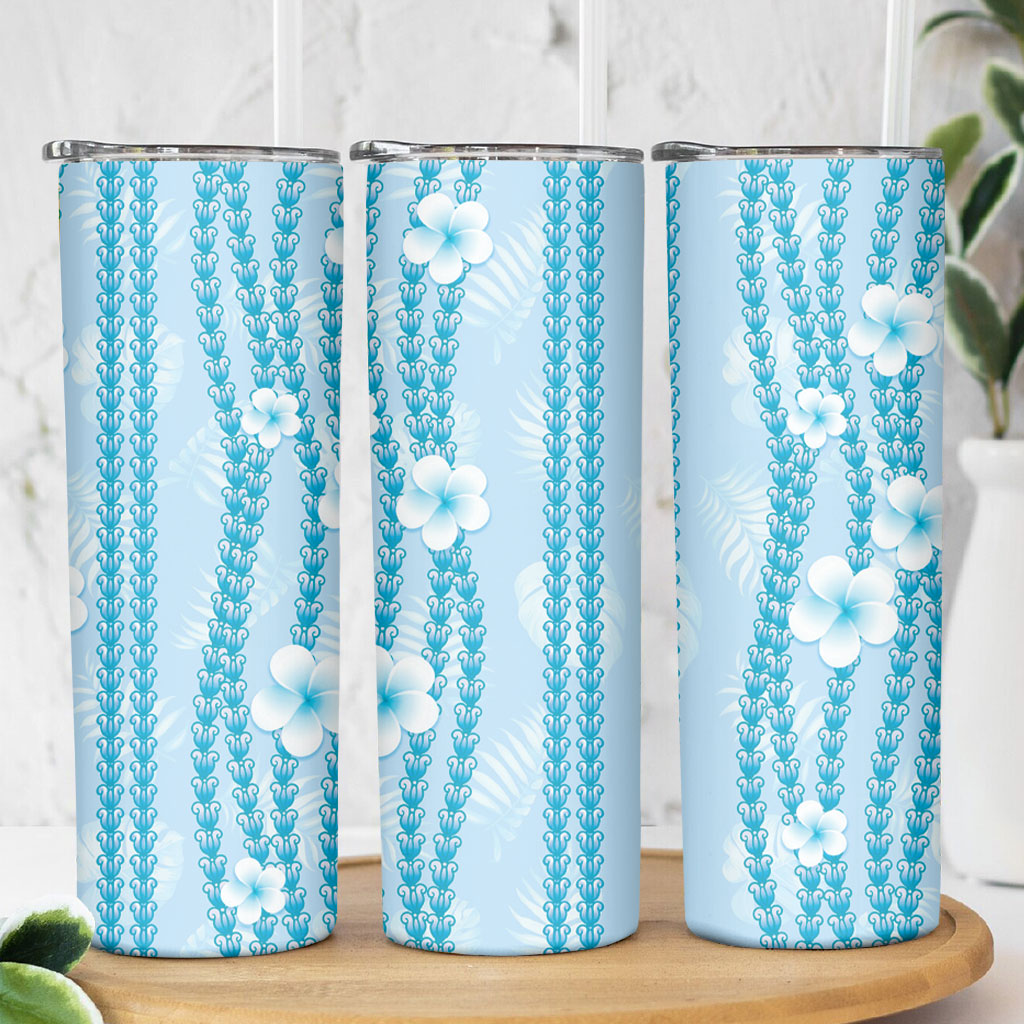 Hawaii Queen Liliuokalani Skinny Tumbler Blue Lei Pua Kalaunu LT05 - Polynesian Pride