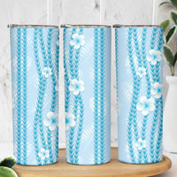 Hawaii Queen Liliuokalani Skinny Tumbler Blue Lei Pua Kalaunu LT05 - Polynesian Pride