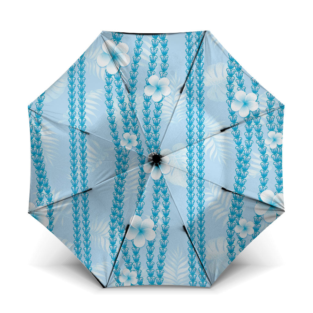 Hawaii Queen Liliuokalani Umbrella Blue Lei Pua Kalaunu