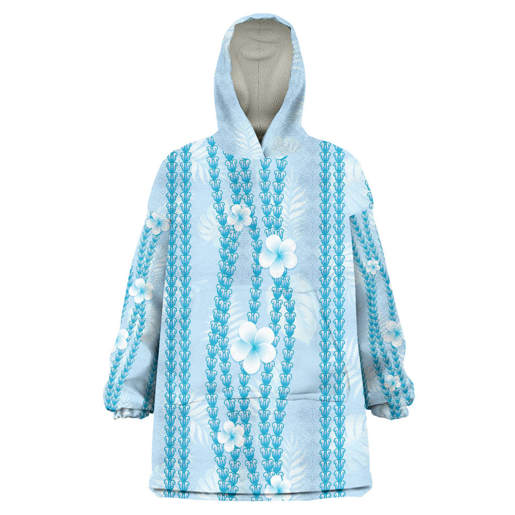 Hawaii Queen Liliuokalani Wearable Blanket Hoodie Blue Lei Pua Kalaunu LT05 One Size Blue - Polynesian Pride