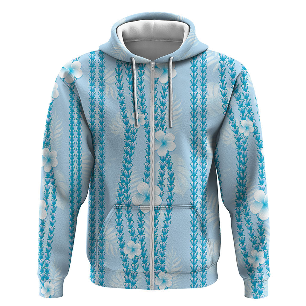 Hawaii Queen Liliuokalani Zip Hoodie Blue Lei Pua Kalaunu